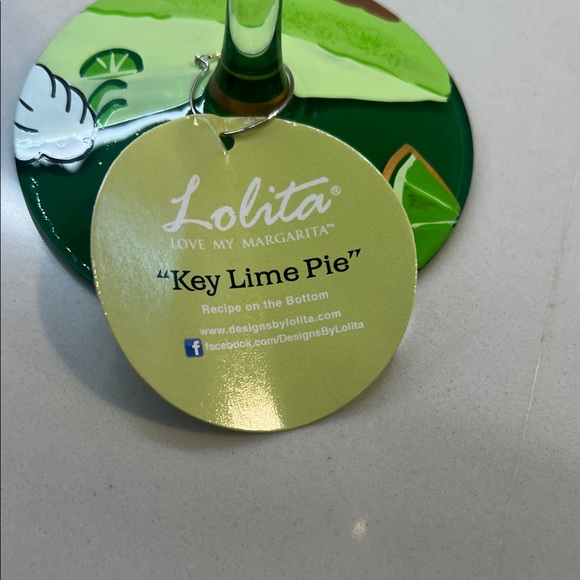 Lolita Key Lime Margarita Glass with Green and Lime Green Accents with Box - Picture 3 of 7